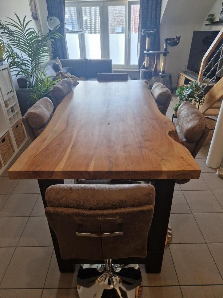 Hoge tafel met barstoelen, Huis en Inrichting, Tafels | Eettafels, Gebruikt, 50 tot 100 cm, 150 tot 200 cm, Vijf personen of meer