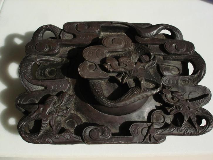 antique Chinese DUAN inkstone & lid Dragon intricate carving, Antiek en Kunst, Kunst | Niet-Westerse kunst, Ophalen of Verzenden