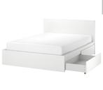 Wit malm bed met 4 schuiven 180x200 (Ikea), Ophalen, Wit, Zo goed als nieuw, 180 cm