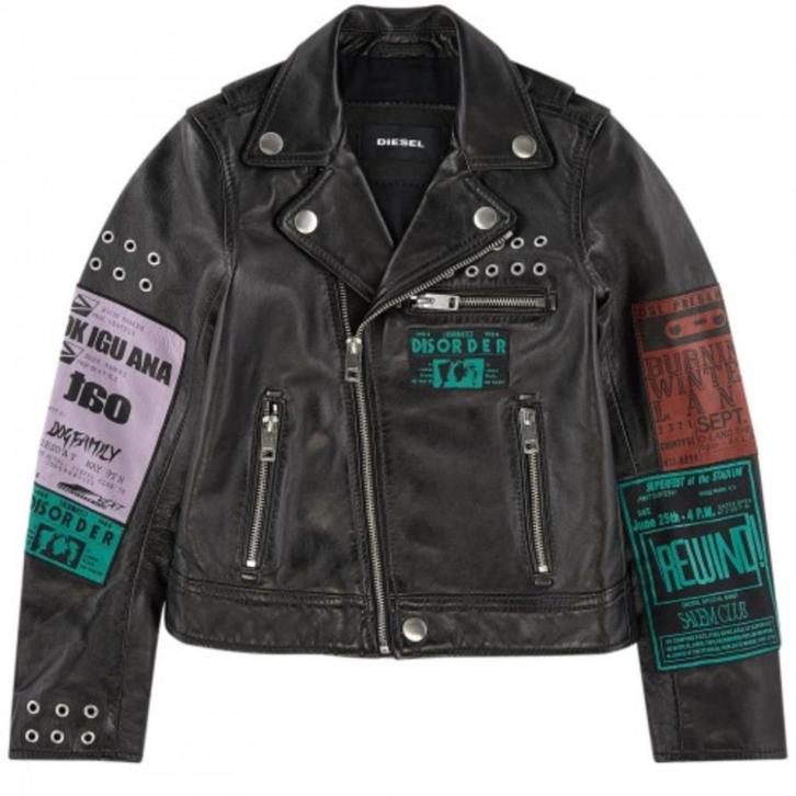 Diesel Kids Leren jas lederen motorjack 176 - 100% lamsleer, Kinderen en Baby's, Kinderkleding | Maat 176, Nieuw, Jongen of Meisje