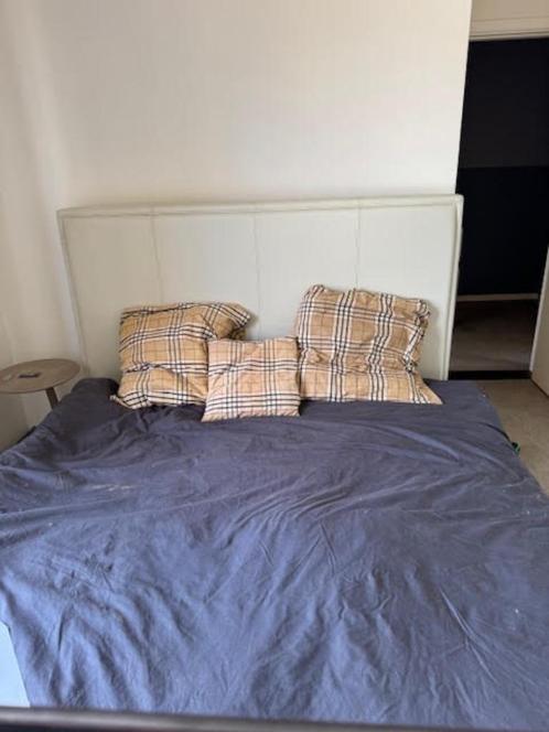 Wit PU leder TV bed 160x200cm, Huis en Inrichting, Slaapkamer | Bedden, Zo goed als nieuw, Tweepersoons, 160 cm, 200 cm, Overige materialen