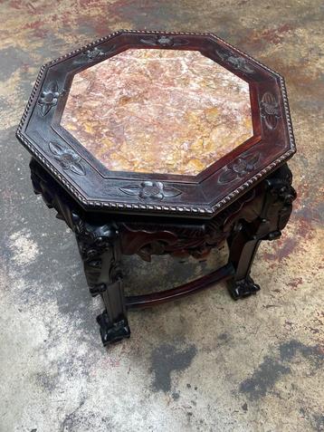 Support à plantes antique acajou sculpté marbre chinois beschikbaar voor biedingen