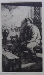 JAAK GORUS / ZITTENDE DOCKER / ZW-W ETS / 32x25cm / SIG, Antiek en Kunst, Ophalen of Verzenden
