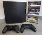 PS3 Slim + 20 Games + 2 Controllers, Games en Spelcomputers, Met 2 controllers, Ophalen of Verzenden, 120 GB, Met games
