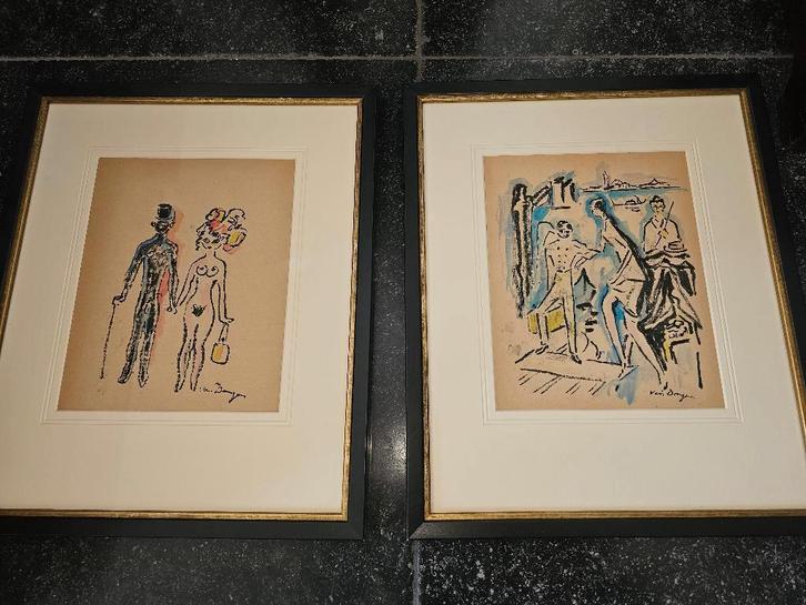 2 œuvres de Kees van Dongen Aquarel, Antiquités & Art, Art | Peinture | Classique, Enlèvement
