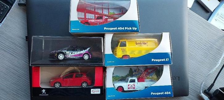 5 miniatuurauto's Peugeot 1/43, nog nieuw, Hobby en Vrije tijd, Modelauto's | 1:43, Nieuw, Auto, Verzenden