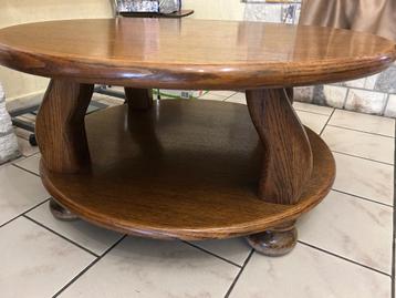 Table basse chêne, Ancien, Moins de 50 cm, Rond, Comme neuf