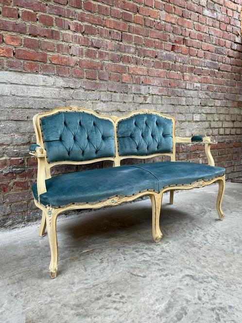 Antieke Duozit in Louis XV-stijl met Bloemendetail, Antiek en Kunst, Antiek | Meubels | Stoelen en Sofa's, Ophalen