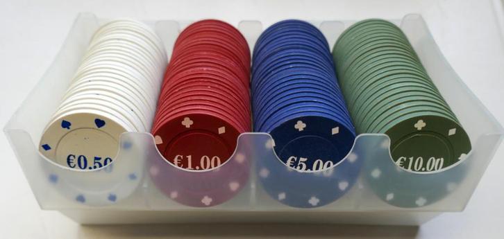 Set pokerchips, 100 stuks, 4 kleuren, nieuw, Hobby en Vrije tijd, Overige Hobby en Vrije tijd, Ophalen of Verzenden