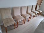 6 eetkamerstoelen beige velours Ligne Roset, Ophalen, Gebruikt, Bruin, Landelijk