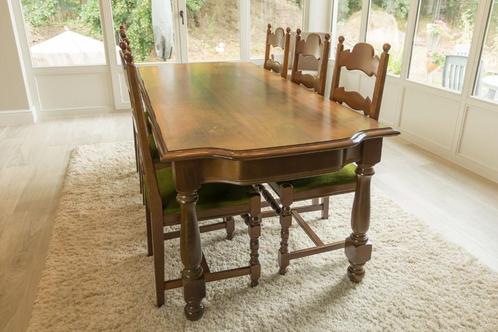 Massieve tafel en stoelen in kerselaar, Huis en Inrichting, Tafels | Eettafels, Gebruikt, 50 tot 100 cm, 150 tot 200 cm, Vijf personen of meer