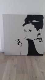 Afbeelding Audrey Hepburn op doek     90-90cm, Antiquités & Art, Enlèvement