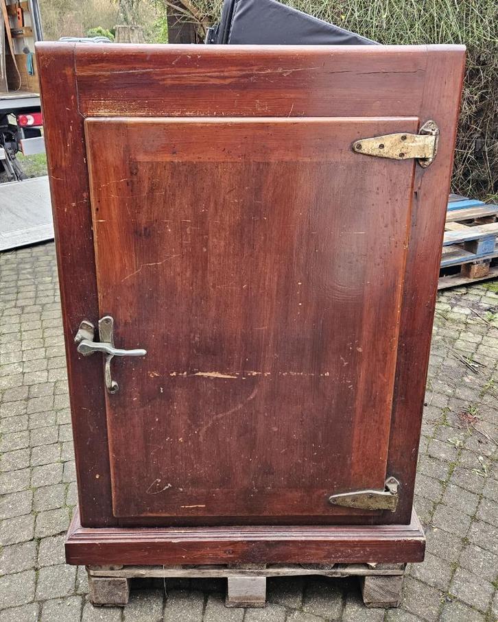 Vintage massief houten koelkast, koelkast/koeler, Antiek en Kunst, Antiek | Meubels | Kasten, Ophalen