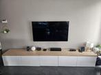 Design tv-meubel – IKEA BESTÅ met massief houten bovenblad, Ophalen, Eikenhout, Nieuw, 200 cm of meer