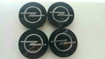 4 x 64 mm Opel velgen naafdoppen/center caps zwart/zilver beschikbaar voor biedingen