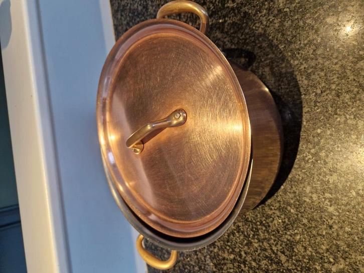 KOPER DEKSELPOT "DE EENHOORN" DIKWANDIG KOPER, Huis en Inrichting, Keuken | Potten en Pannen, Gebruikt, Inox, Ophalen