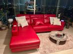 Rood lederen hoeksalon weg wegens verhuis, Huis en Inrichting, Ophalen, Gebruikt, Leer, Modern