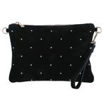 Sac à main chic noir à strass en nubuck, Envoi, Neuf, Noir, Sac à main