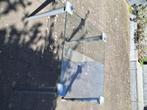 Salontafel met glazen blad, 70 x 70, Huis en Inrichting, Tafels | Salontafels, Ophalen, Gebruikt, 50 tot 100 cm, Vierkant