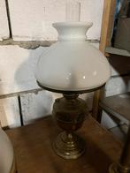 Antieke complete lamp koperen onderstel met opaline kap, Antiek en Kunst, Ophalen of Verzenden