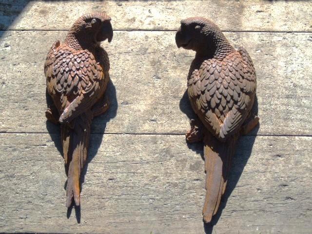 Roestige gietijzeren wandpapegaai G, D het paar!, Tuin en Terras, Tuinwanddecoratie, Nieuw, Ophalen of Verzenden