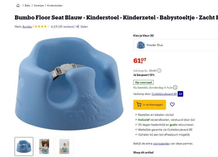 Bumbo Seat, Kinderen en Baby's, Kinderstoelen, Zo goed als nieuw, Overige typen, Gordel(s), Ophalen