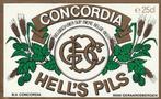 oud bieretiket België Concordia Hell's Pils Geraardsbergen, Verzenden, Gebruikt, Overige typen, Overige merken