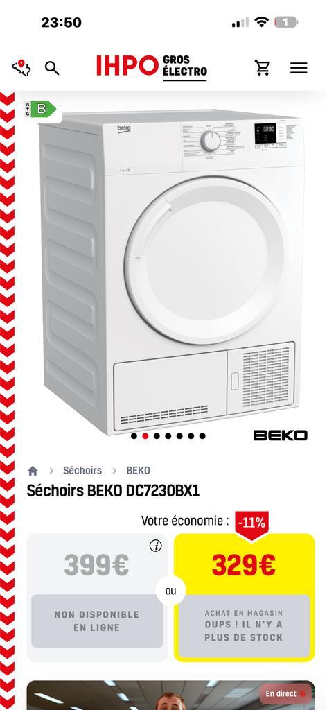 Séchoir électrique 7KG, Electroménager, Sèche-linge, Comme neuf, À condensation, Enlèvement