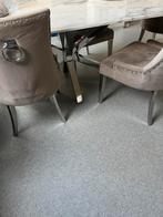 Marmeren tafel +6 stoelen, Huis en Inrichting, Tafels | Salontafels, Overige materialen, Table en marbre avec pied arganté, 50 tot 75 cm