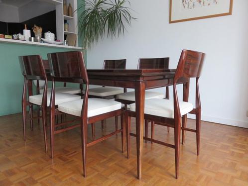 Vintage eettafel met 6 stoelen, Huis en Inrichting, Complete eetkamers, Zo goed als nieuw, 4 tot 6 stoelen, Ophalen