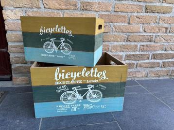 Opbergkisten “Bicyclettes”, Huis en Inrichting, Woonaccessoires | Kisten, Ophalen, Minder dan 50 cm, Minder dan 50 cm, Zo goed als nieuw