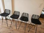 4 magnifiques chaises de bar ou cuisine en rotin noires, Maison & Meubles, Comme neuf, Enlèvement
