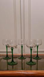 SET VAN 5 VINTAGE GLAZEN LUMINARC   GROENE VOET, Ophalen, Gebruikt