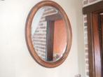 vintage ovalen spiegel in houten kader, Antiek en Kunst, Ophalen of Verzenden