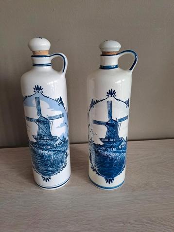 2 Vintage Bleu Delfts Jenever Flessen, Enlèvement