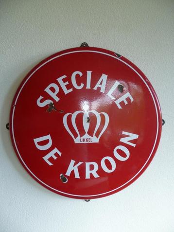 EMAILLE RECLAME BORD"SPECIALE DE KROON BIER" UIT 1950 beschikbaar voor biedingen