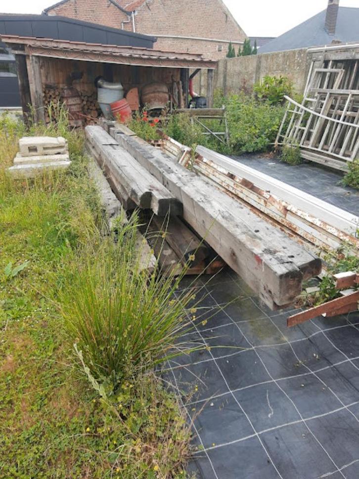 Zware Houten balken, Doe-het-zelf en Bouw, Hout en Planken, Gebruikt, Balk, Grenen, 300 cm of meer, 50 mm of meer, Ophalen
