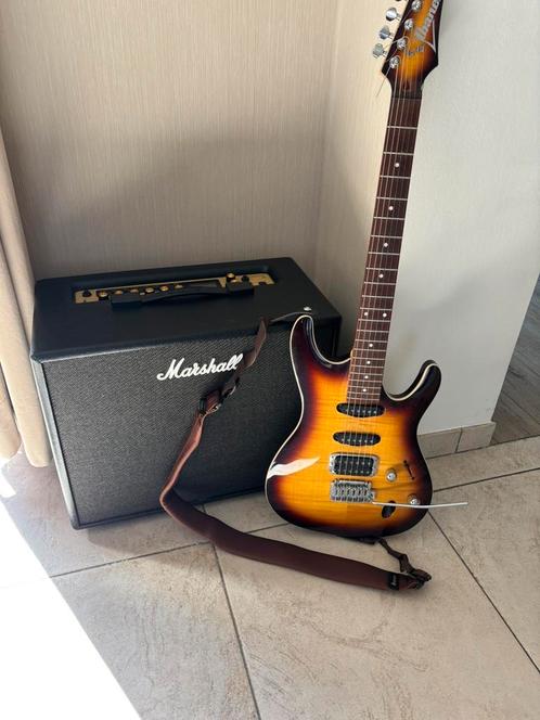 Ibanez gitaar +Marshall versterker, Muziek en Instrumenten, Snaarinstrumenten | Gitaren | Elektrisch, Zo goed als nieuw, Marshall