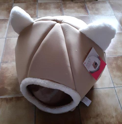 KATTENHUISJE met oortjes - Juliet - beige, Dieren en Toebehoren, Kattenmanden, Nieuw, Polyester, Ophalen of Verzenden
