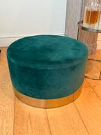 Groene Poef Velvet Met Gouden Rand, Huis en Inrichting, Ophalen, Kunststof, Gebruikt, 50 tot 75 cm