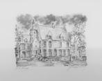 Kasteel Walburg St.-Niklaas 1931 houtskool ets, Ophalen of Verzenden