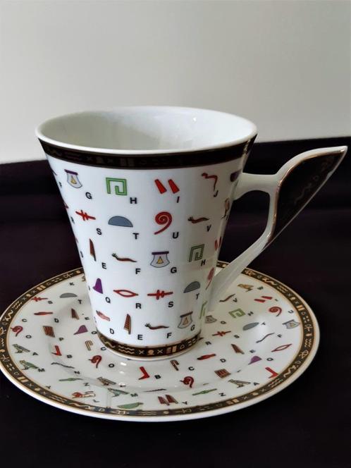 Fathy Mahoud - Limoges - koffiekop en onderbord in porselein, Antiek en Kunst, Antiek | Porselein, Ophalen of Verzenden