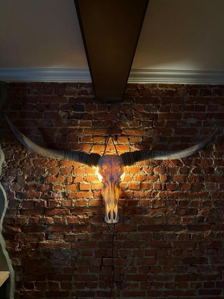 Echte Longhorn Bull schedel 142cm, Antiek en Kunst, Kunst | Overige Kunst, Ophalen of Verzenden