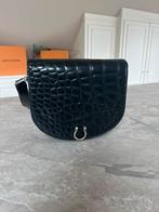 Schoudertas met krokodil, Handtassen en Accessoires, Tassen | Damestassen, Ophalen of Verzenden, Gebruikt, Zwart, Schoudertasje