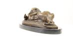 Prachtig Bronzen Beeld Tiger en Gavial GRATIS LEVERING, Antiek en Kunst, Verzenden, Brons
