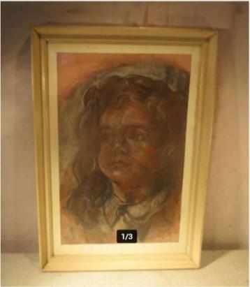 Joli vieux dessin « Fille triste » - A Wisand - 1957, Enlèvement ou Envoi