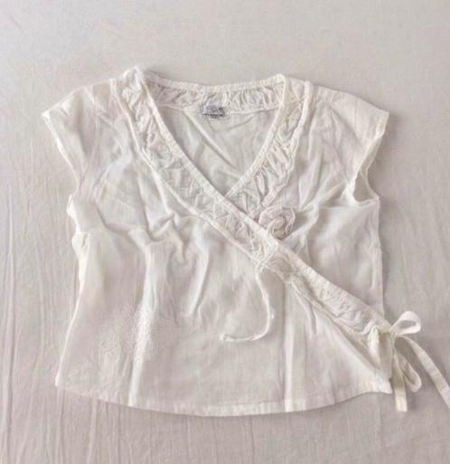 wit wikkelbloesje CKS 10 j 140, Kinderen en Baby's, Kinderkleding | Maat 140, Gebruikt, Meisje, Overhemd of Blouse, Ophalen of Verzenden