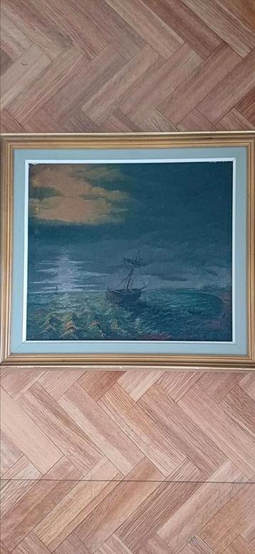 Schilderij vissers boot in avondzon, Enlèvement