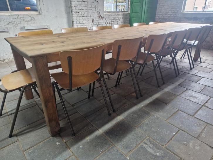 Gratis bezorging* oude wijnproeveritafel 360 cm+14 stoelen, Huis en Inrichting, Tafels | Eettafels, Gebruikt, Ophalen of Verzenden