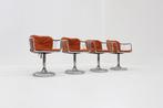 Set van 4 vintage chrome eetkamer stoelen jaren 70, Ophalen of Verzenden